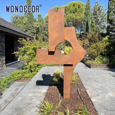 China Modern outdoor garden large geometric weather resistant steel sculpture for sale