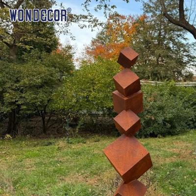 China Large outdoor garden geometric cube weather resistant steel sculpture for sale