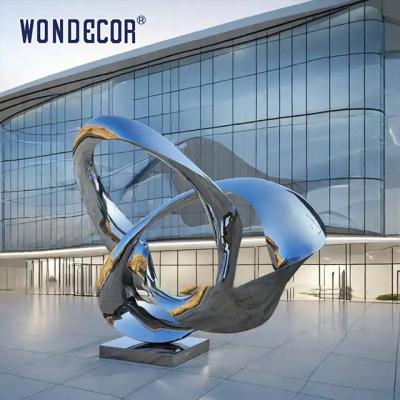 China Modern Large Outdoor Metal Sculpture Stainless Steel Mirror Surrounding Circle Sculpture for sale