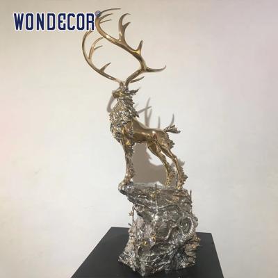 China Modern metal art decoration casting animal stag stainless steel sculpture for outdoor decoration for sale