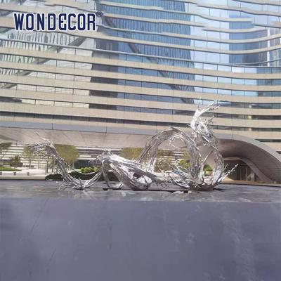 China Large Outdoor Square Stainless Steel Abstract Sculpture Metal Casting Wave And Spray Art for sale