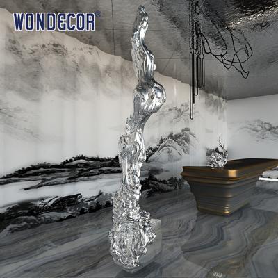 China Large Hotel Lobby Casting Stainless Steel Sculpture Metal Art Abstract Tree Root for sale