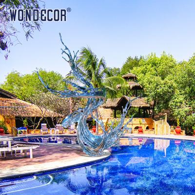 China Large Outdoor Casting Stainless Steel Sculpture Swimming Pool Metal Decoration Abstract Water Flow for sale