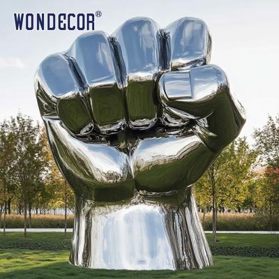 China Customized outdoor park large fist power stainless steel sculpture for sale