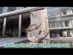 Metal Casting Stainless Steel Sculpture 250cm Abstract Sea Wave Shape