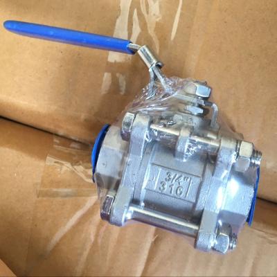 China General Hot Selling 3 Pcs Stainless Steel 2 Inch 316 Stainless Steel Ball Valve for sale