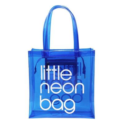 China Custom Logo Clear Transparent Waterproof Water Proof PVC Tote Bag Shopping Bag With Zipper And Pocket for sale