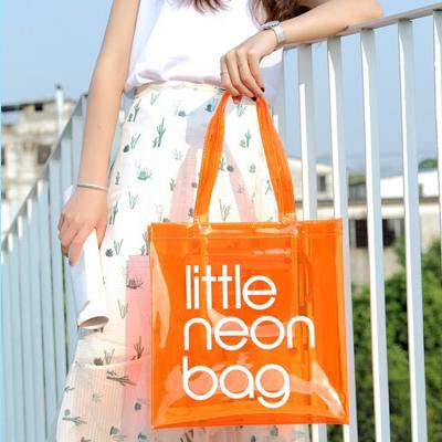 China New Fashion Water Proof Summer Women's Beach Handbag Clear PVC Jelly Purses And Bags Transparent Jelly Tote Bag Custom Logo Beach for sale