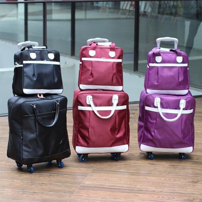 China Waterproof 2 Pcs In 1 Set Fashion Waterproof Trolley Travel Foldable Luggage With Tote Handbag For Lady Women for sale