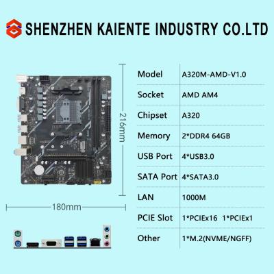 China 64GB AM4 AMD A320 Mainboard DDR4 ATX Computer Gaming Motherboard for sale