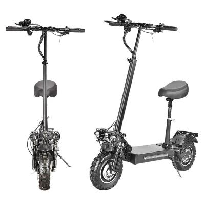 China Top-opening frame two inch two wheel electric scooter 60v 48v 2400w double motor 11 inch electric adult off-road scooter with seat for sale