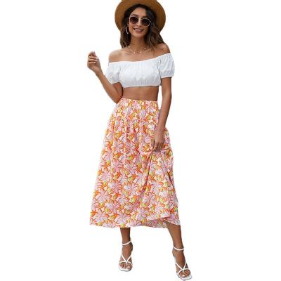 China QUICK DRY fashion sexy skirts suit print beach dress crop top skirt set print two piece casual dress skirt two piece set for sale