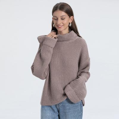 China Custom women's anti-pilling turtle neck sweater2022 Autumn Winter New American Style turtle neck thick line long sweater for sale