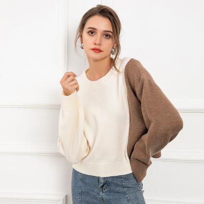 China Fmhbl Color Matching American European American Sweater Sweater Loose Casual Knitted Amazon Sweater Women's Sweater for sale