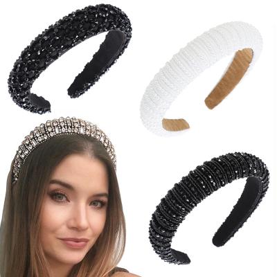 China Fashion Anti-Shrink Headband For Women Woolen Knitted Headband With Diamond for sale