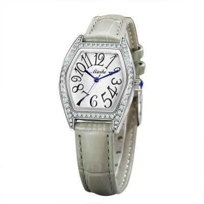 China Shock Resistant Customize Logo Silver Full Diamonds Adjust Waterproof Ladies Quartz Watches Leather Wrist Watch for sale