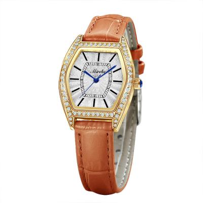 China Mireho W2102L-2 Shock Resistant Luxury Branded Design Leather Watch Color Moissanite Stone Women Watches Elegant for sale