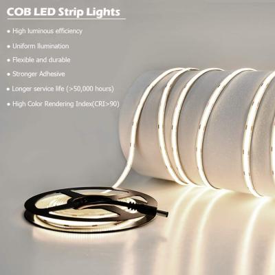 China Residential Flexible White Led Light Dc24v 12v RGB COB Strip Dimmable Dotsfree CCT for sale