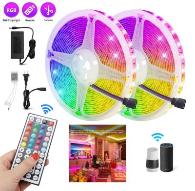 China park 10m 100m dc12v 24v sound wifi 5050 rgb color chang changing 65 67 68 lux ip68 20 waterproof led strip lights set for sale