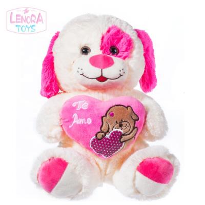 China All Age Dog Plush Toys With Heart Birthday Valentine's Day Gift Factory Direct Selling Promotional Plush Toys for sale