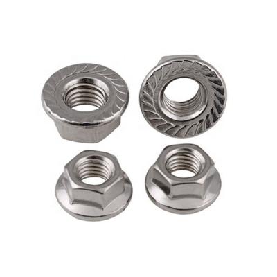 China Hot Sale Heavy Industry Fastener DIN Stainless Steel M10 Standard Hex Flange Nuts for sale