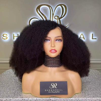 China Customized Curly Curly Natural Black Density Afro Human Hair Full 3C Curl Full Lace Hair Wigs 360 Available For Women for sale