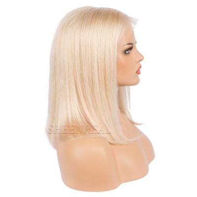 China Swiss BOB Premium Lace Front With Comb Very Soft Brazilian Virgin Human Hair Blonde Hair Lace Front Wig for sale