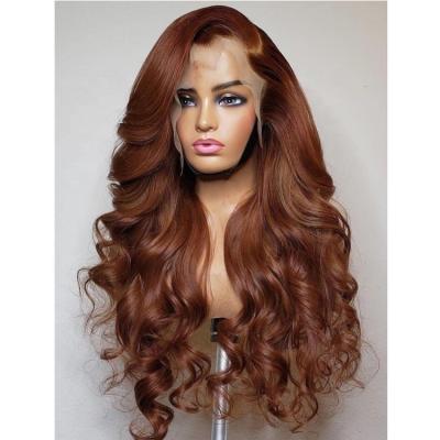 China Overnight Shipping Body Wave Cuticle Aligned Hair Wigs 180 Density Body Wave Brown Color Wigs for sale