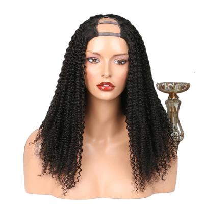 China Cheapest Selling Kinky Curly Wig U Part Hair Curly Wigs With Adjustable Strap 180% Density Natural Hairline For Black Women for sale