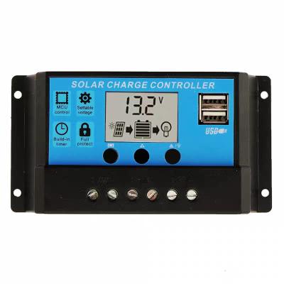 China Donghui 10A Charge Charger Controller 12v 24v Solar System LCD Display Panel Manual DC PWM Solar Controller for sale