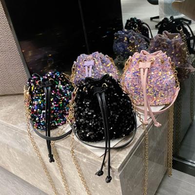 China Durable / Fashion / New Fashion Eco - Friendly Small Sequins Leather Delicate Luxury Lady Bucket Purses And Handbags For Teens for sale