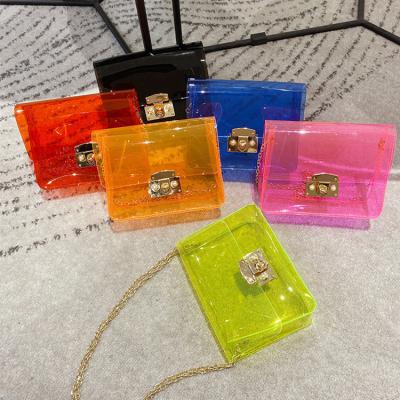 China Durable / Fashion / Eco-friendly Hot Selling Messenger Bag Square Transparent PVC Mini Jelly Crossbody Bag For Girls for sale