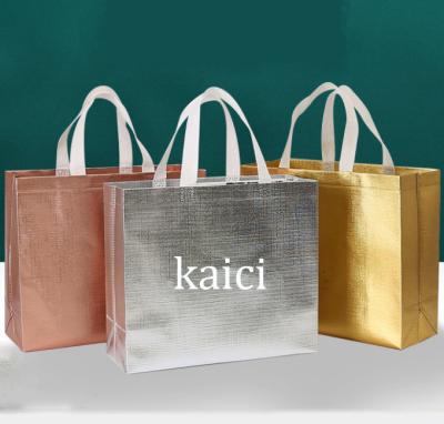 China Eco-Friendly I'ts Cheap Hot Promotion Rose Metallic Gold Shopping Bag Nonwoven Reusable Shopping Bags for sale