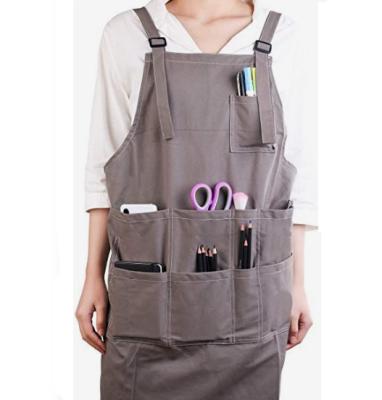 China Adjustable Belt China Factory Cotton Canvas Gardening Tool Apron Men Women Cooking Artist Apron Custom With Multi Pockets for sale