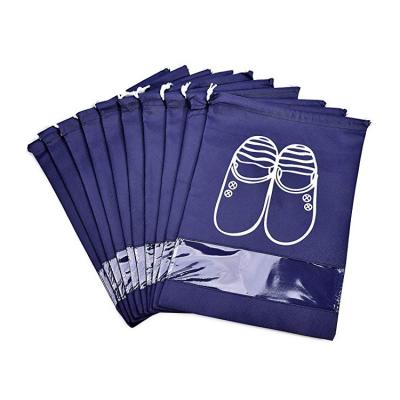 China Eco-Friendly Hot Sale Travel Portable Drawstring Shoe Clear Nonwoven Bags For Dustproof for sale