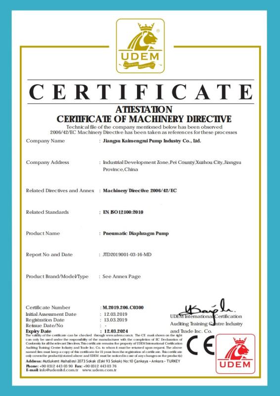 CE - Jiangsu Kaimengrui Pump Industry Co., Ltd.