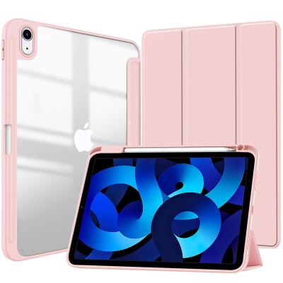 China Translucent Factory customized PU transparent acrylic backshell case with built-in right pen holder for 10.9 inch 10th Gen case of 2022 ipad for sale