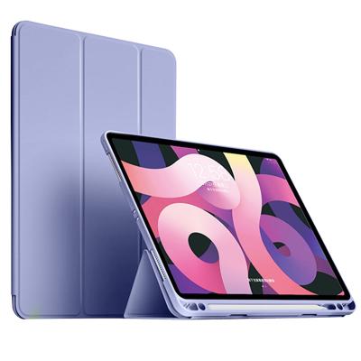 China 3-layer Protective Case Case for iPad Pro 12.9 2022(6th generation)/2021(5th generation) with pencil holder three fold smart case with soft TPU back for sale