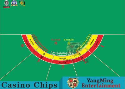 China 5 Spieler Baccarat Texas Hold'Em Casino Tischlayout Kundenspezifisch Halbkreisförmig zu verkaufen