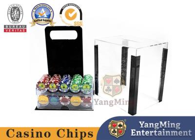 China Casino Chips 1000pcs Case Classic Acrylic Poker Chip Fully Transparent Carrier for 40MM or 43MM Poker Chip With Handle for sale