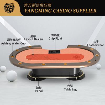 China New Launch 10-Player Texas Metal Oval Poker Table International Casino Club Poker Table Games for sale