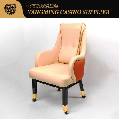 China Comfortable Leather And Wood Wynn Macau Model Customized Player Chair Casino Baccarat With Wheels Poker Chair for sale