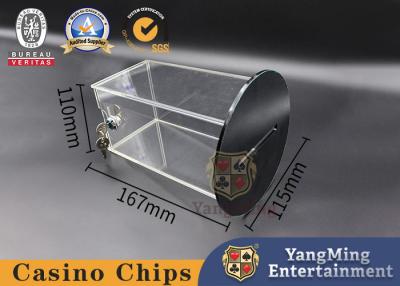 China Gambling Baccarat Poker Discard Holder Table Drop Playing Cards Acrylic Box Cash Carrier Round Bottom With 1 Lock for sale