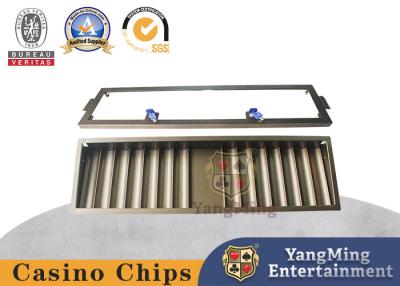 China Entertainment Casino Dedicated 1 - Layer Metal Poker Chip Tray With 14 Row for sale