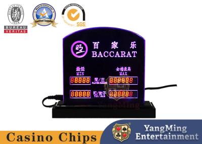 China Baccarat Table Games Dedicated LED Electronic Table Limit Sign Casino Poker Table Bet Limit Customized Logo for sale