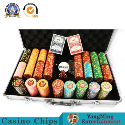 China 600 Pieces 12g Iron Core Clay Poker Chip Set ABS Texas Hold'Em Digital Sticker Code for sale