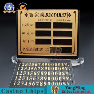 Chine Le jeu de société acrylique transparent d'or de divertissement de tisonnier de baccara a limité la carte rouge Texas Chip Table Manual Digital Sign à vendre