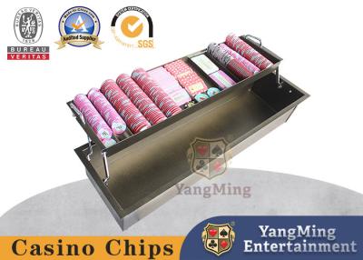 China 12 Grid Double-Layer Round Code Square Code With Lock Poker Clay Ceramic Chip Box Iron Chip Tray for sale