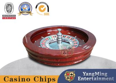 China Luxe houten roulettewiel set rood/bruin mahonie met dubbele nul lay-out, casino-grade precisie lagers Te koop