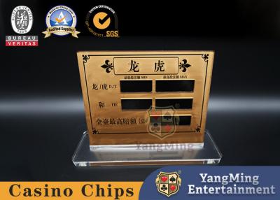 China Durchsichtige Acryl-Gold-Baccarat-Poker-Tisch-Tisch-Wetten-Display-Karte zu verkaufen